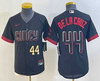 Youth Cincinnati Reds #44 Elly De La Cruz Number Black 2023 City Connect Cool Base Stitched Jerseys->mlb youth jerseys->MLB Jersey